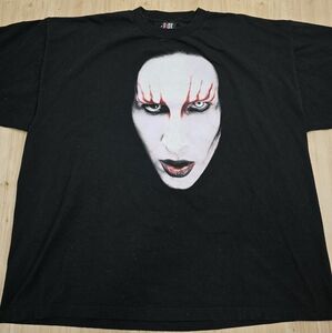 Marylin Manson Black Concert Graphic T-Shirt with Face Design XXL